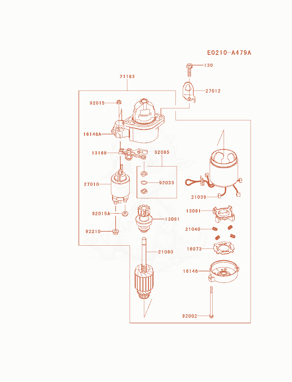 Exploded parts diagram of the Starter of a Kawasaki FX801V-AS14 engine, with numbered balloons