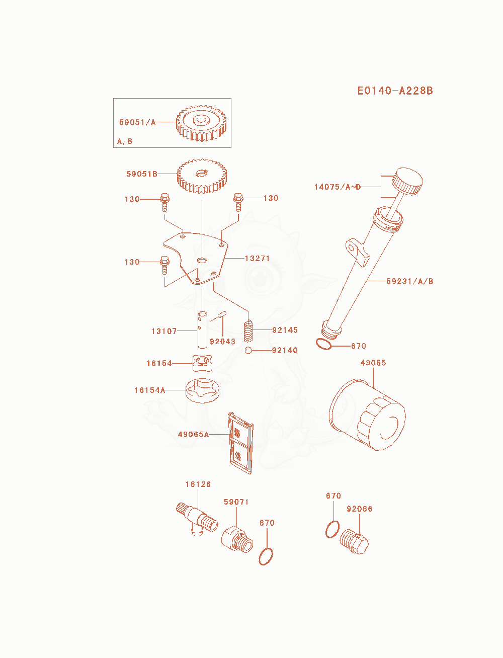 Despiece del Lubrication-Equipment de un motor Kawasaki FH680V-AS11, con globos numerados