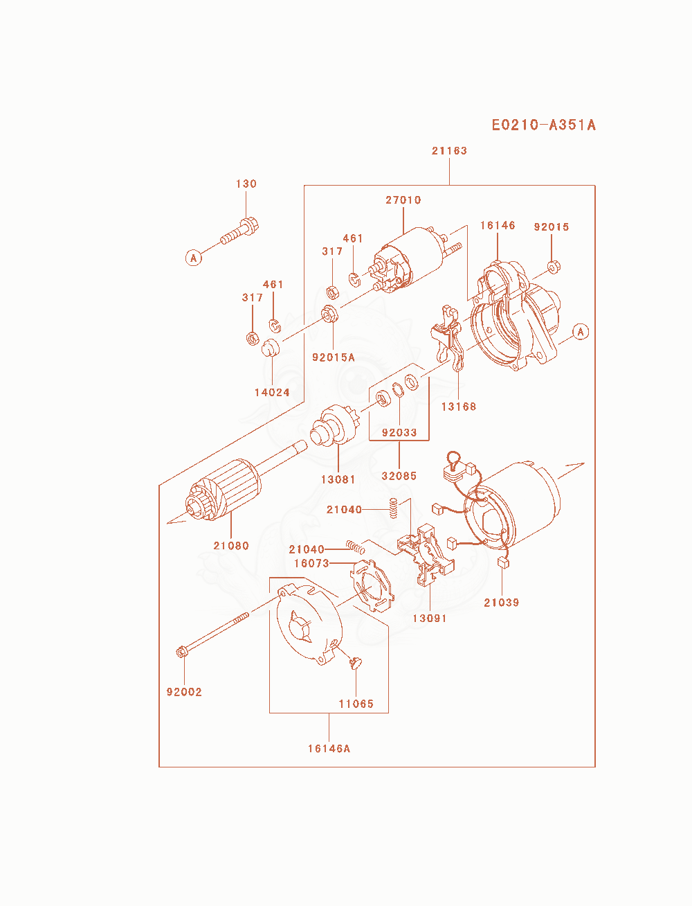 Exploded parts diagram of the Starter of a Kawasaki FD791D-CS05 engine, with numbered balloons