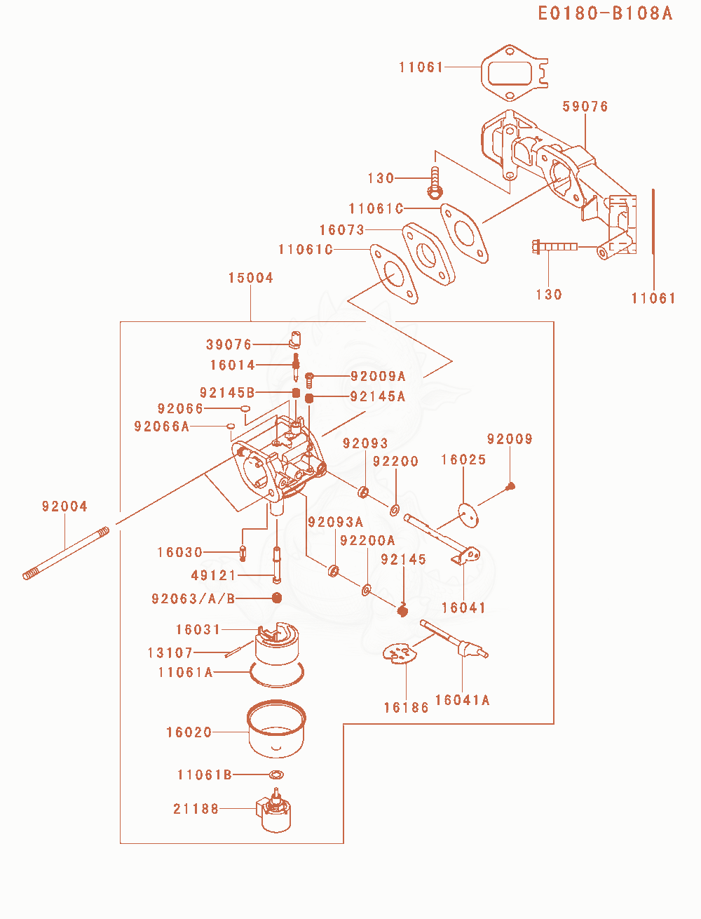 Exploded parts diagram of the Carburetor of a Kawasaki FX600V-AS20 engine, with numbered balloons
