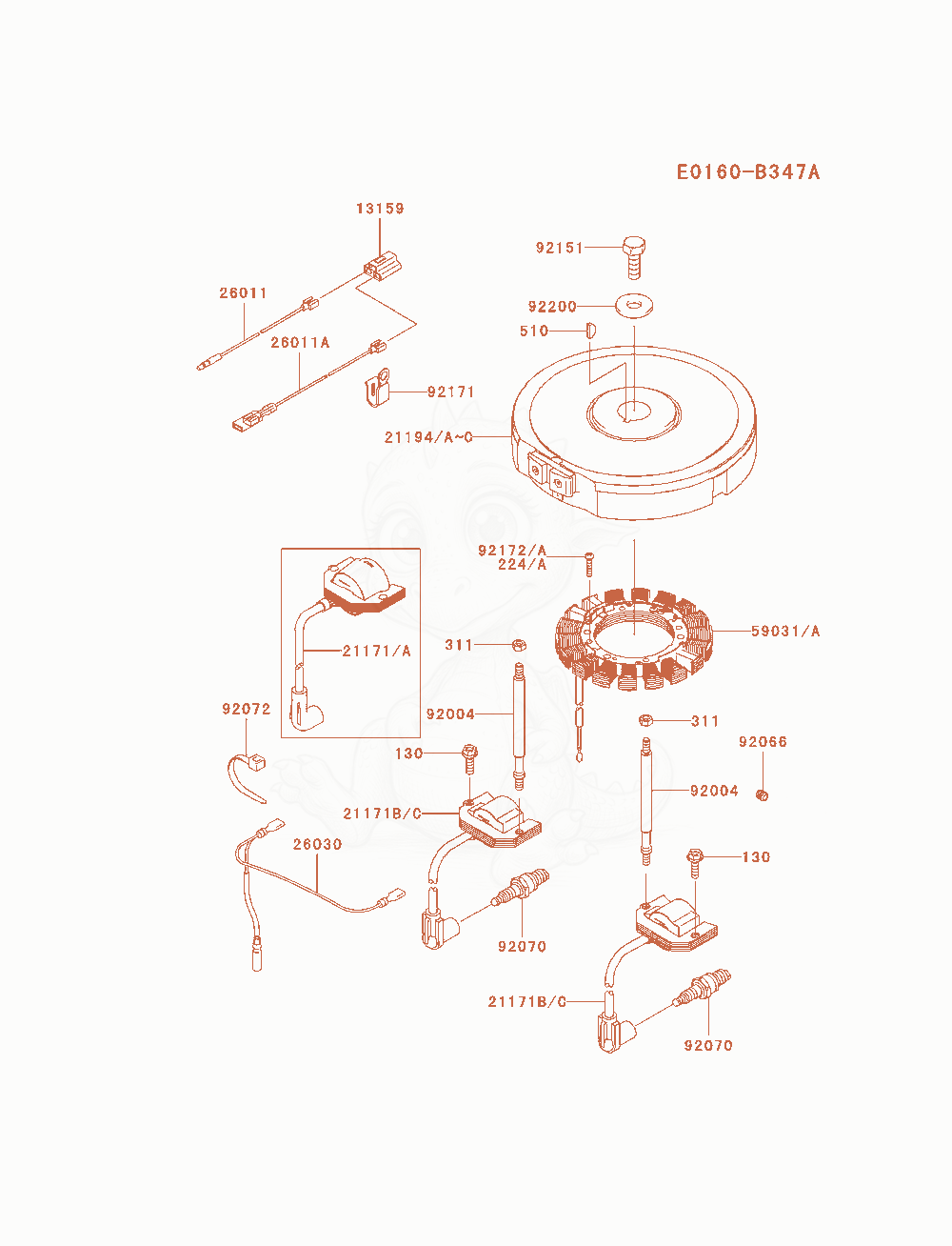 Exploded parts diagram of the Electric-Equipment of a Kawasaki FH580V-AS34 engine, with numbered balloons
