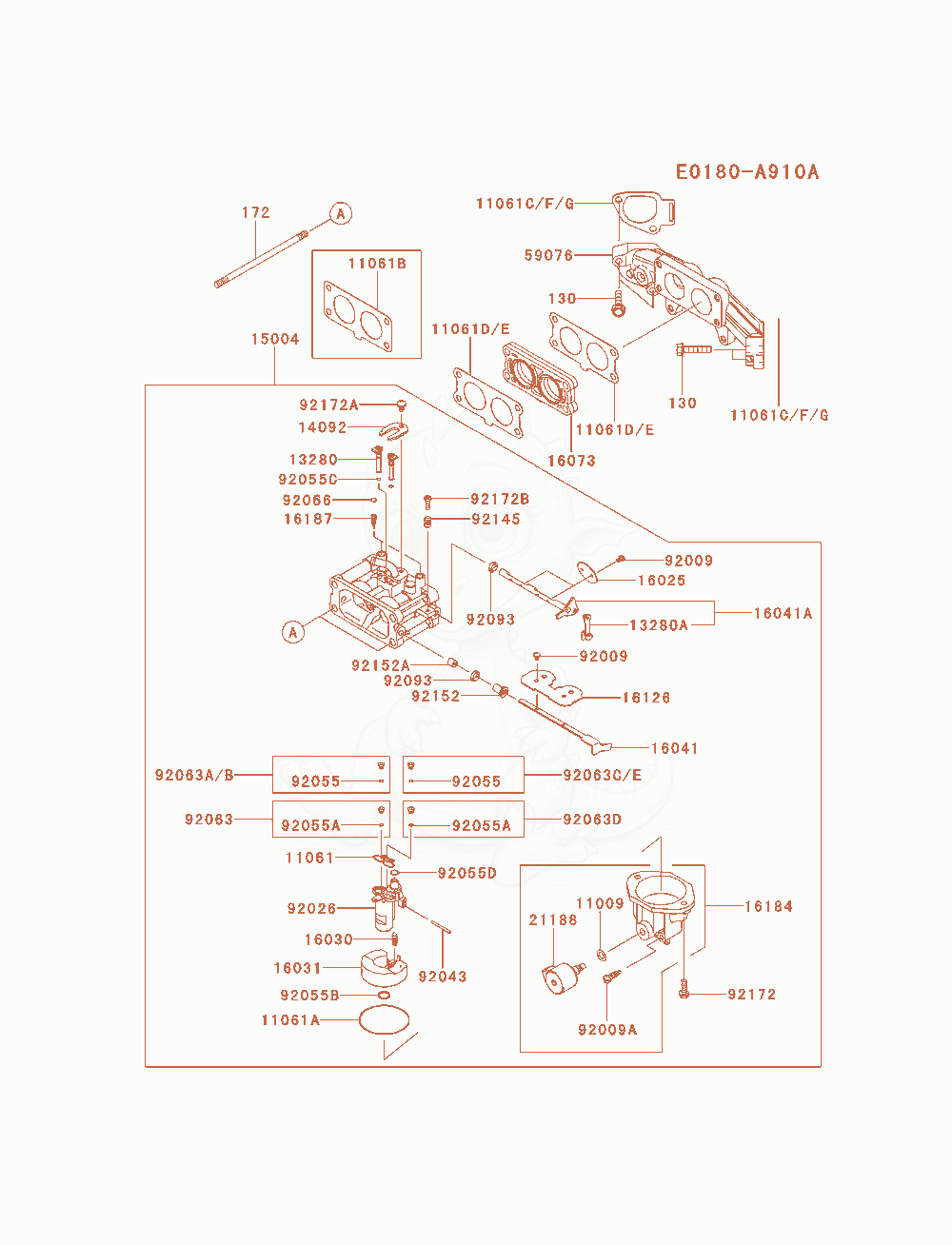 Exploded parts diagram of the Carburetor of a Kawasaki FX691V-AS00 engine, with numbered balloons