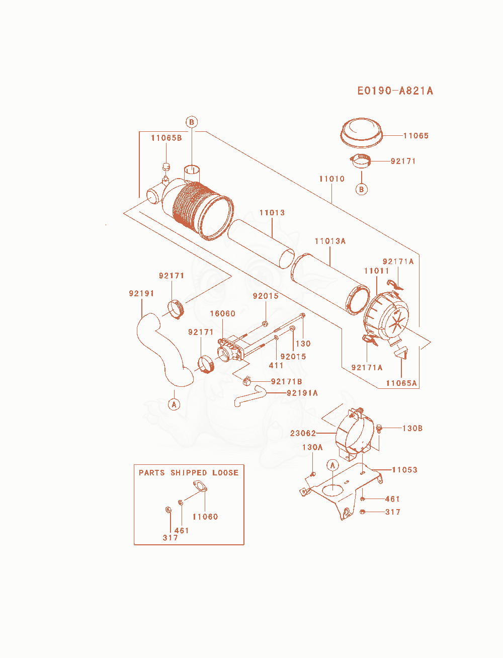 Exploded parts diagram of the Air-Filter / Muffler of a Kawasaki FH770D-AS04 engine, with numbered balloons