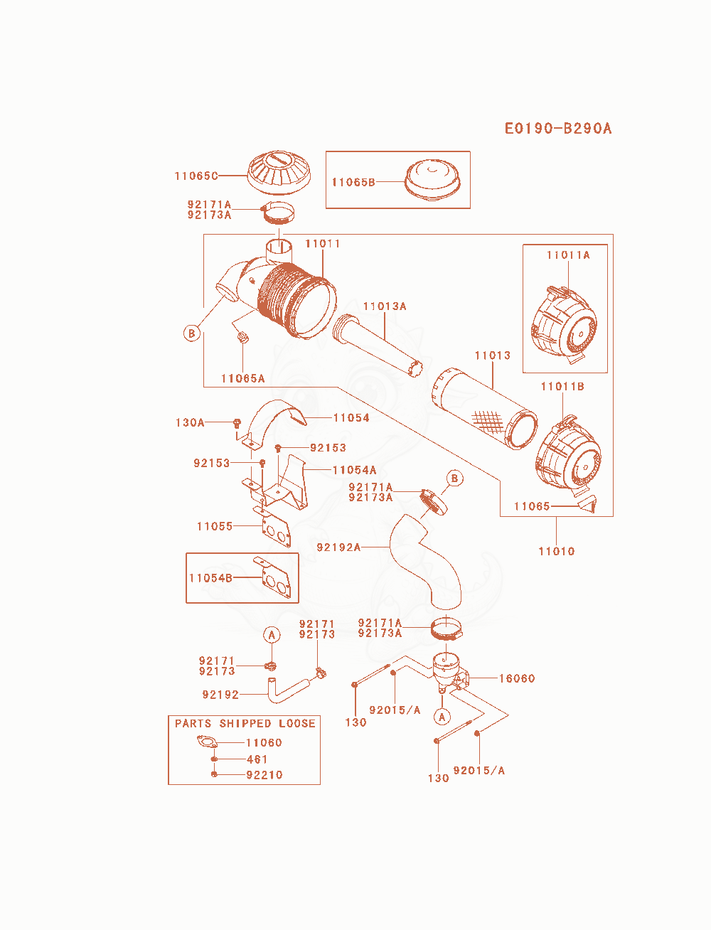Exploded parts diagram of the Air-Filter / Muffler of a Kawasaki FX751V-AS00 engine, with numbered balloons