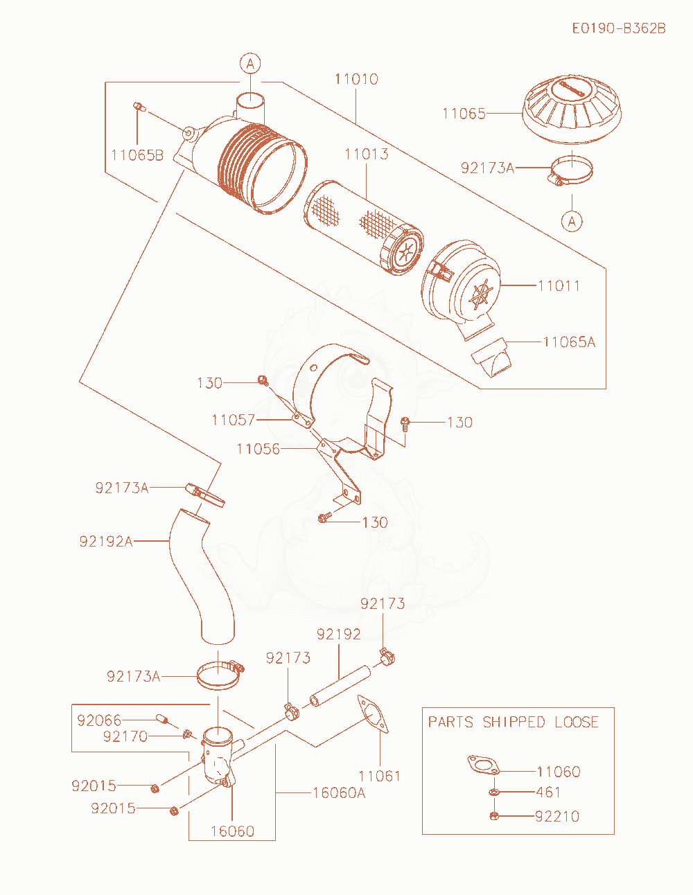 Exploded parts diagram of the Air-Filter / Muffler of a Kawasaki FX600V-AS18 engine, with numbered balloons