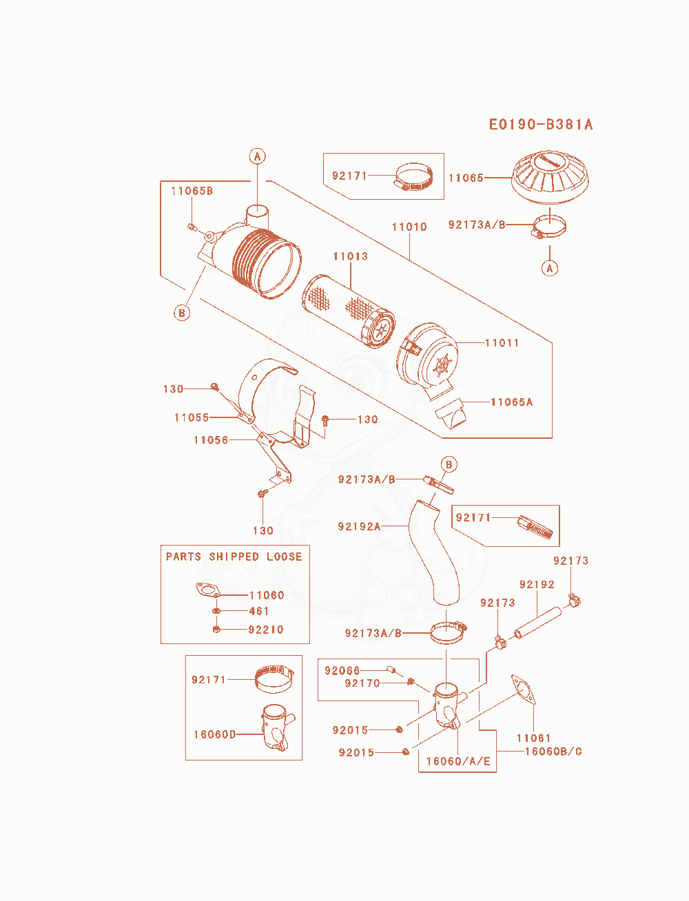 Exploded parts diagram of the Air-Filter / Muffler of a Kawasaki FX481V-AS04 engine, with numbered balloons