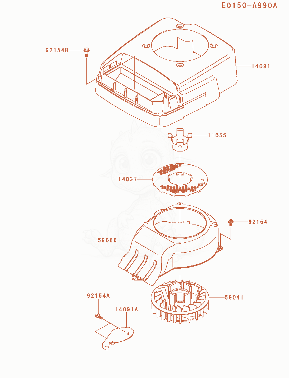 Exploded parts diagram of the Cooling-Equipment of a Kawasaki FJ180V-CM11 engine, with numbered balloons