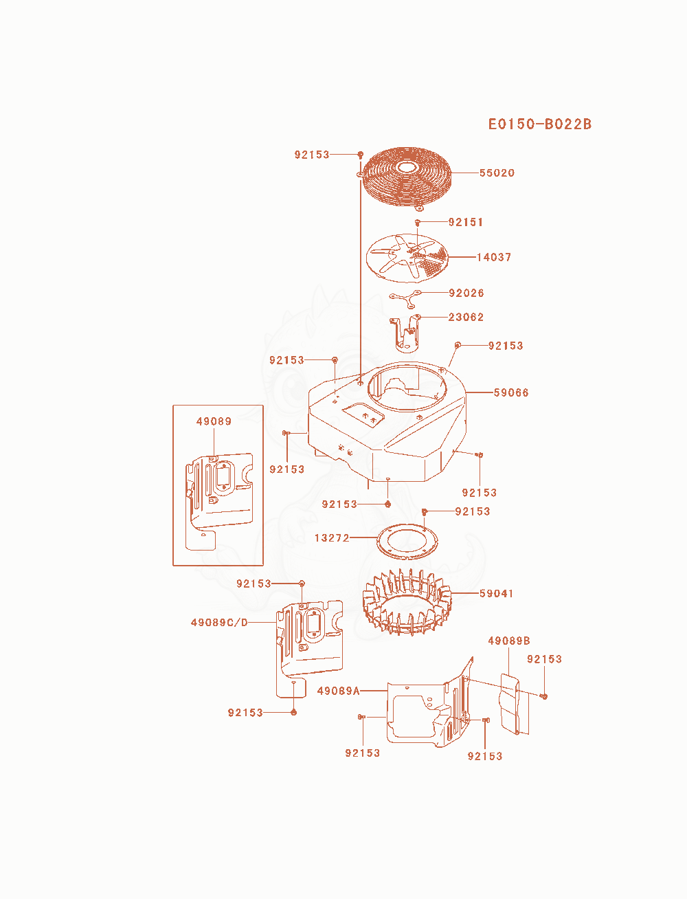 Exploded parts diagram of the Cooling-Equipment of a Kawasaki FX691V-AS08 engine, with numbered balloons