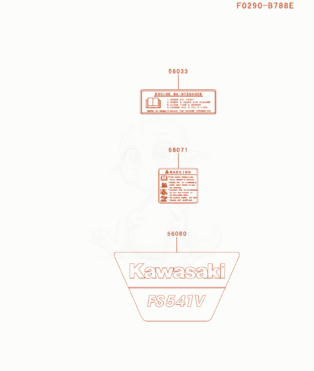 Exploded parts diagram of the Label of a Kawasaki FS541V-AS02 engine, with numbered balloons