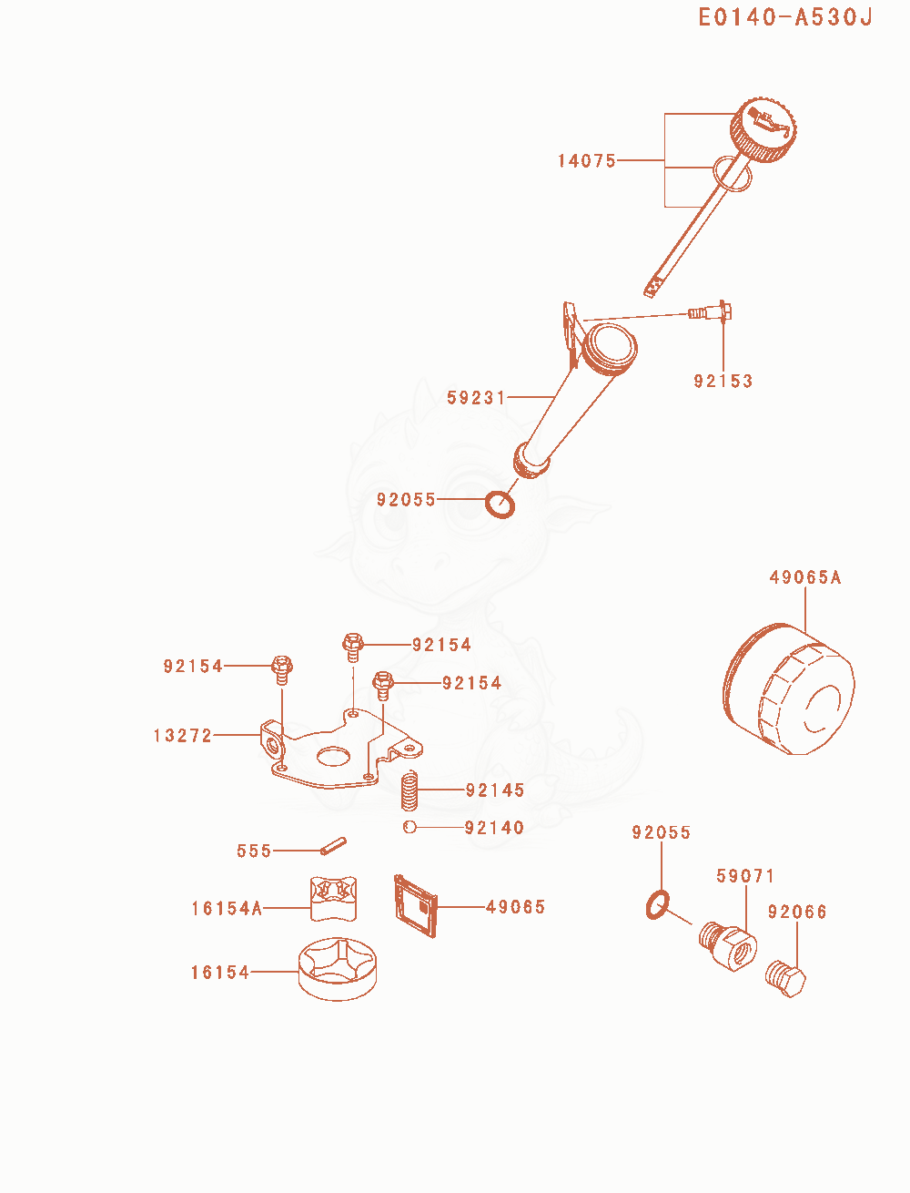 Despiece del Lubrication-Equipment de un motor Kawasaki FT730V-AS07, con globos numerados