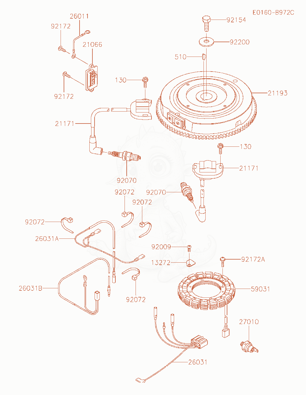 Exploded parts diagram of the Electric-Equipment of a Kawasaki FT730V-AS16 engine, with numbered balloons
