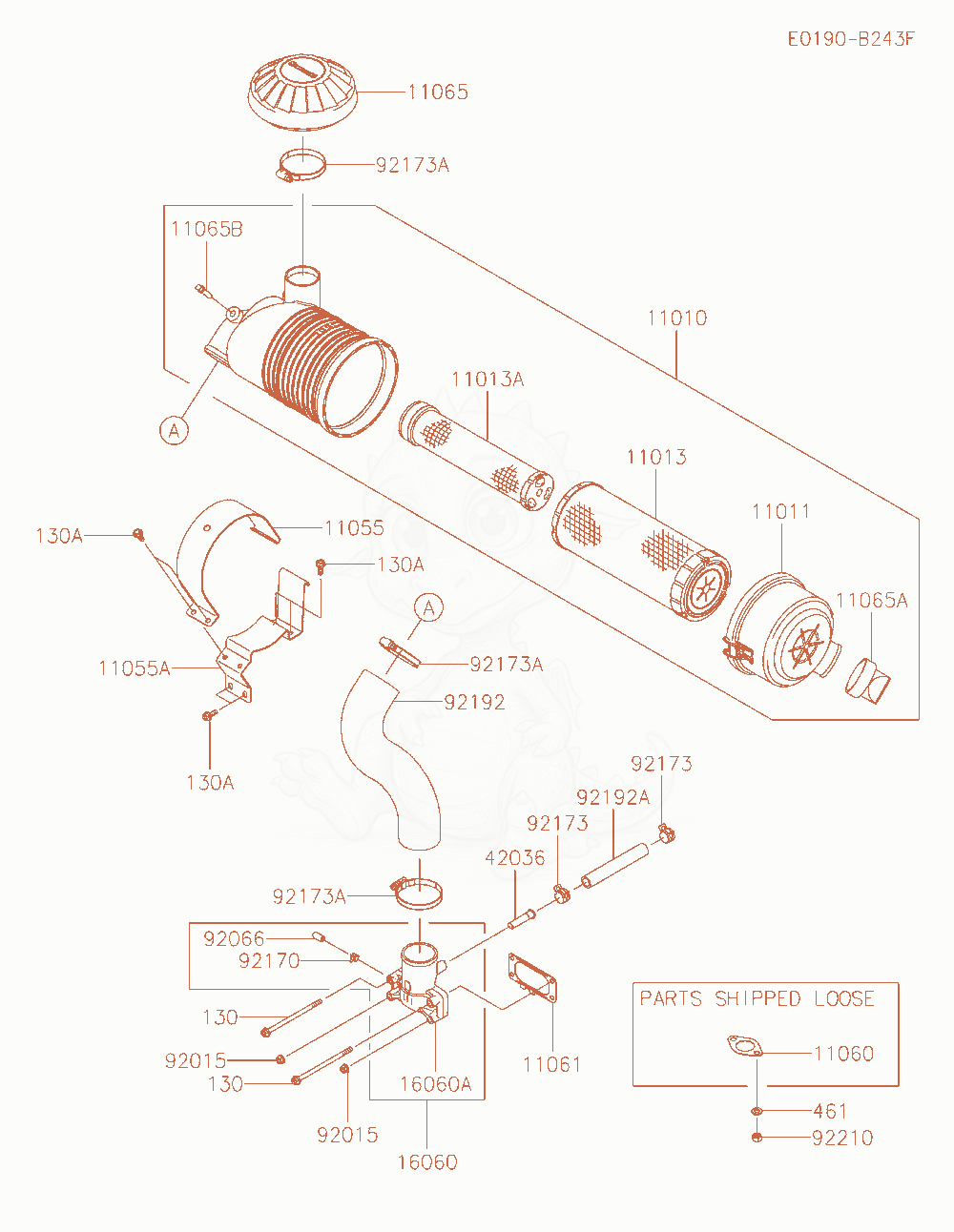 Exploded parts diagram of the Air-Filter / Muffler of a Kawasaki FX730V-AR09 engine, with numbered balloons