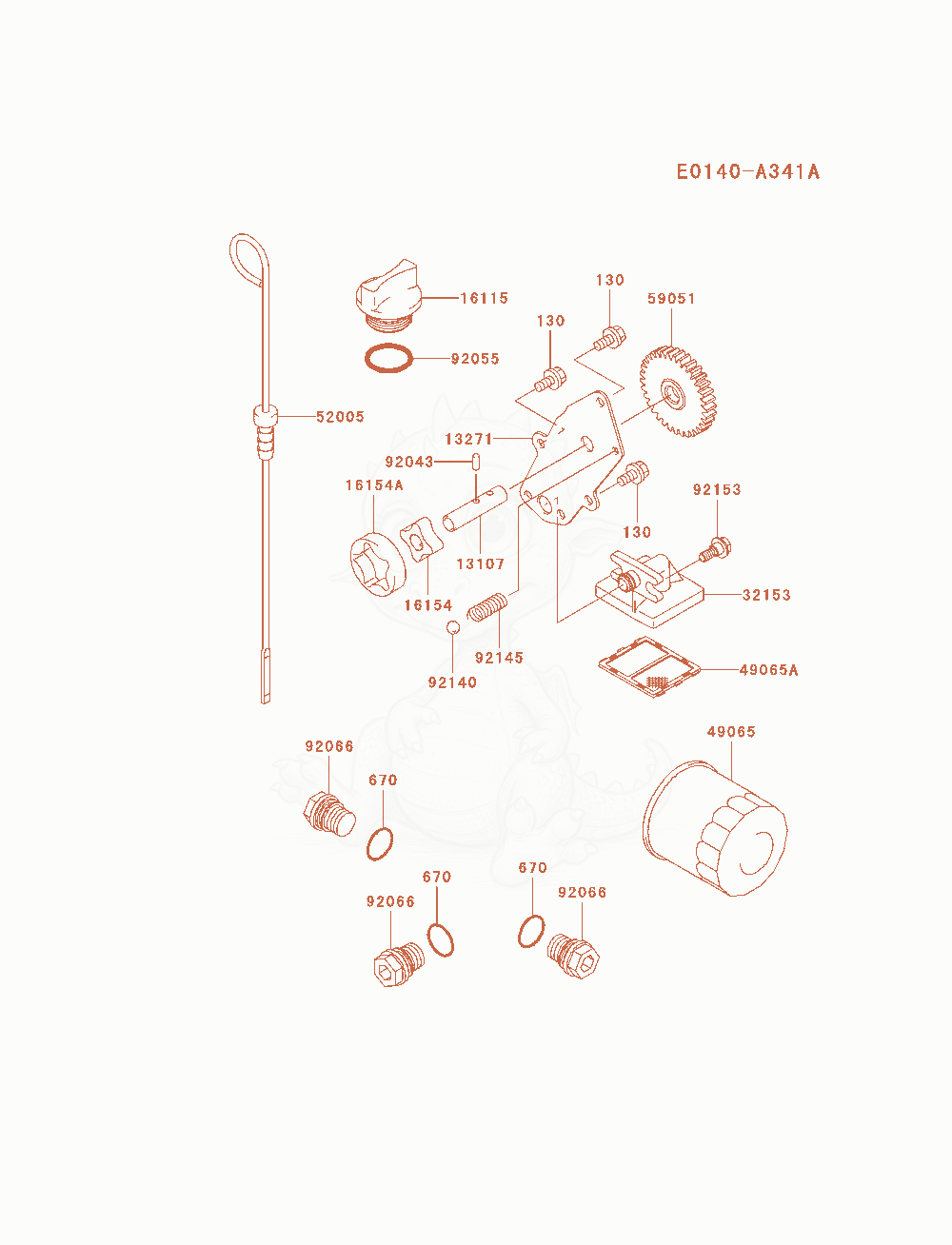 Despiece del Lubrication-Equipment de un motor Kawasaki FH601D-AS06, con globos numerados