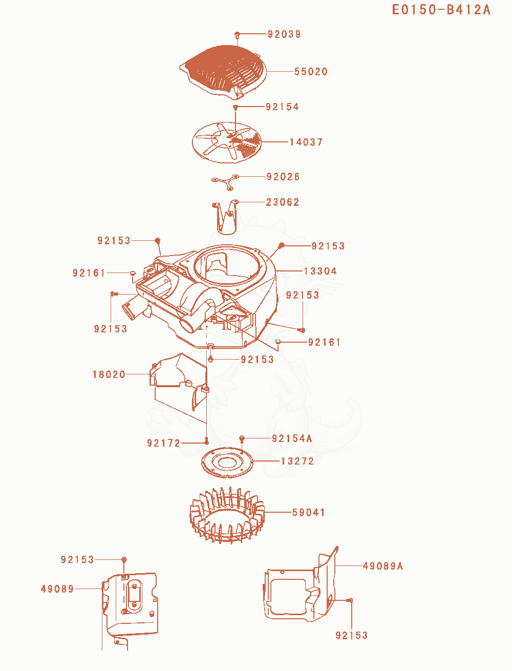 Exploded parts diagram of the Cooling-Equipment of a Kawasaki FT691V-AS00 engine, with numbered balloons