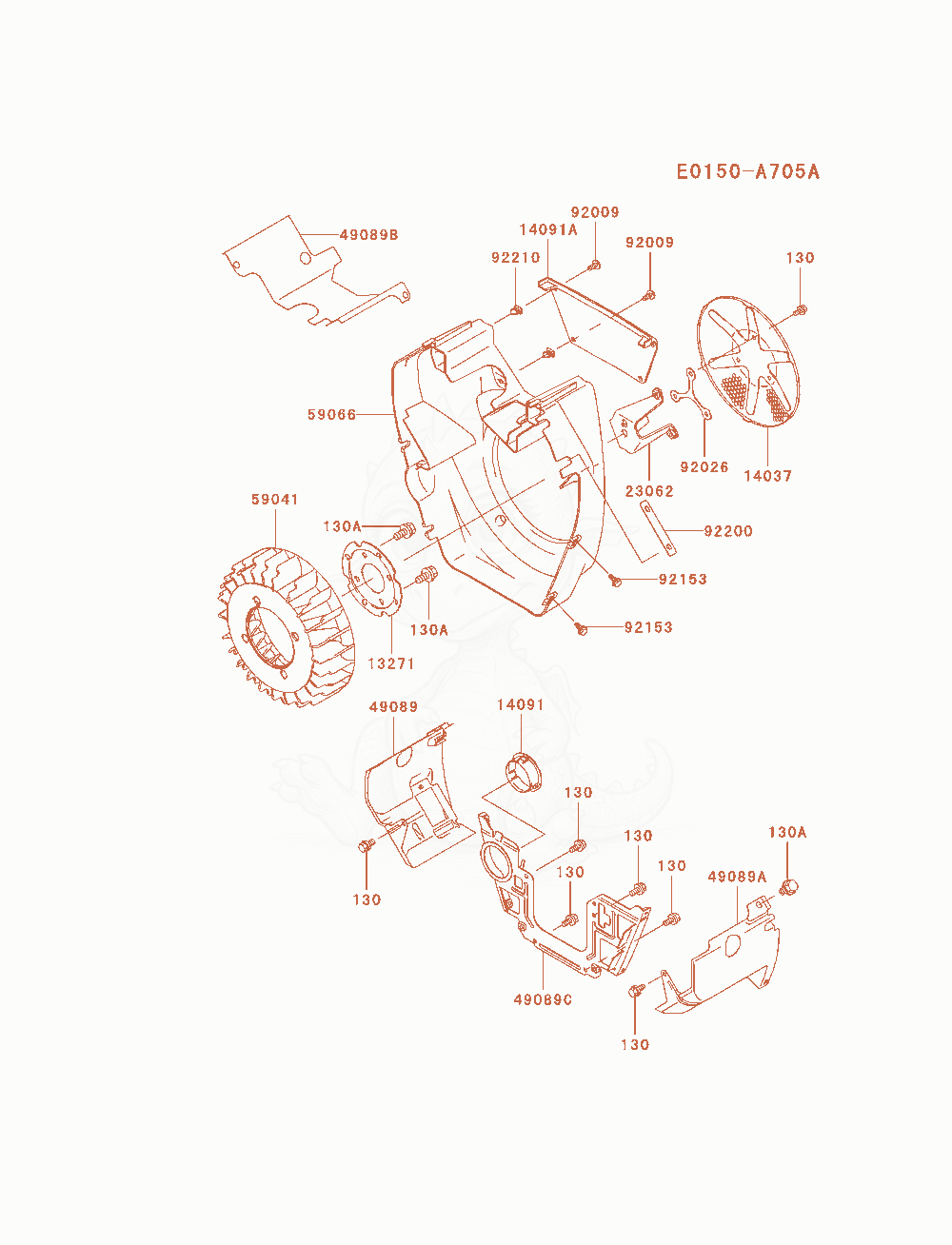 Despiece del Cooling-Equipment de un motor Kawasaki FH601D-AS06, con globos numerados