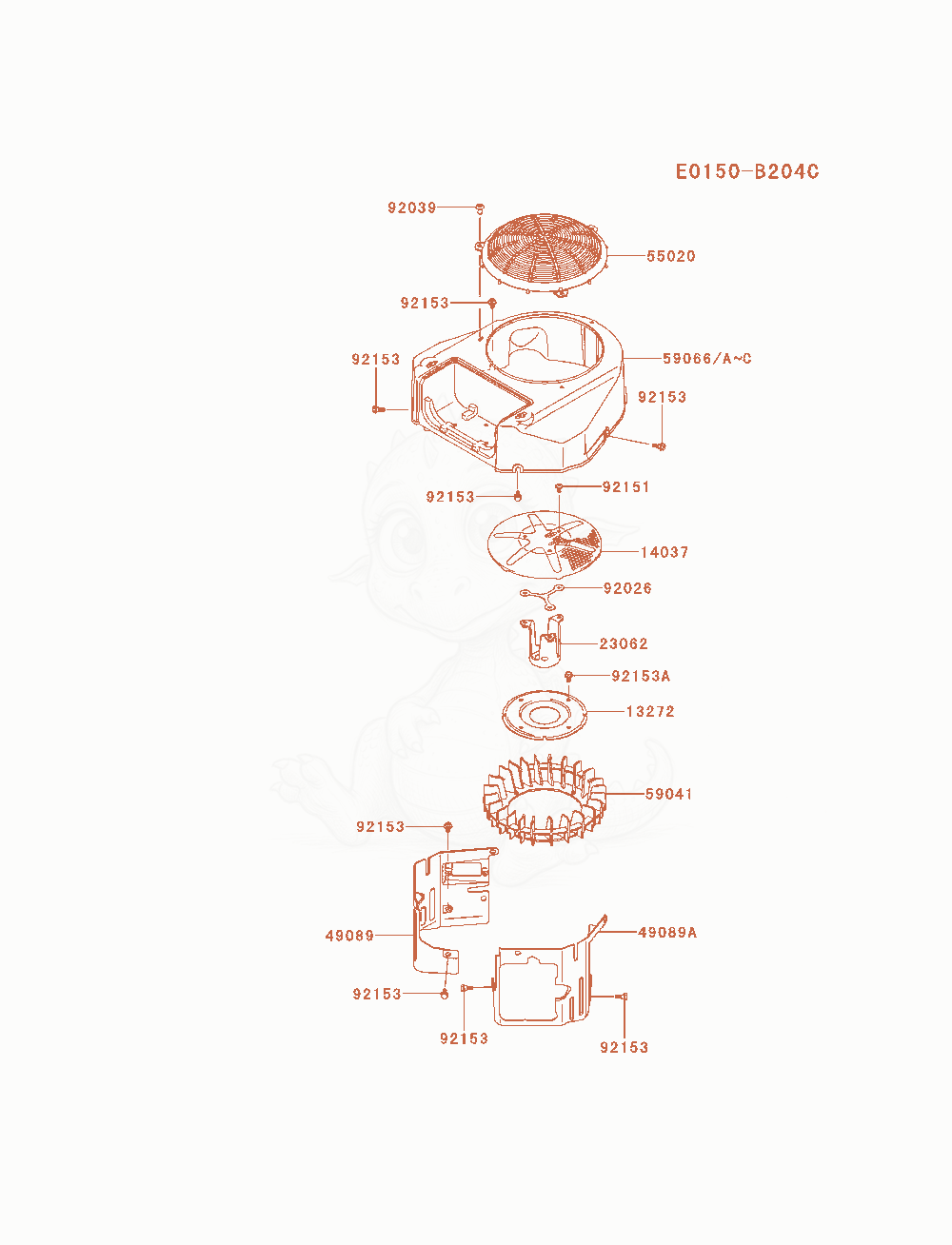 Exploded parts diagram of the Cooling-Equipment of a Kawasaki FS600V-AS17 engine, with numbered balloons