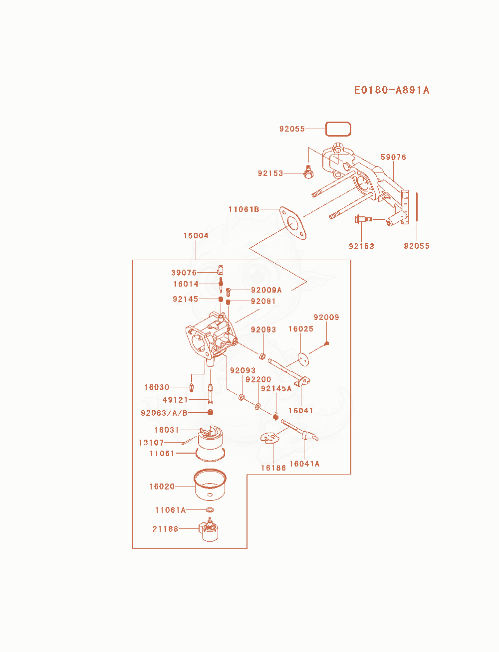 Exploded parts diagram of the Carburetor of a Kawasaki FR541V-AS00 engine, with numbered balloons