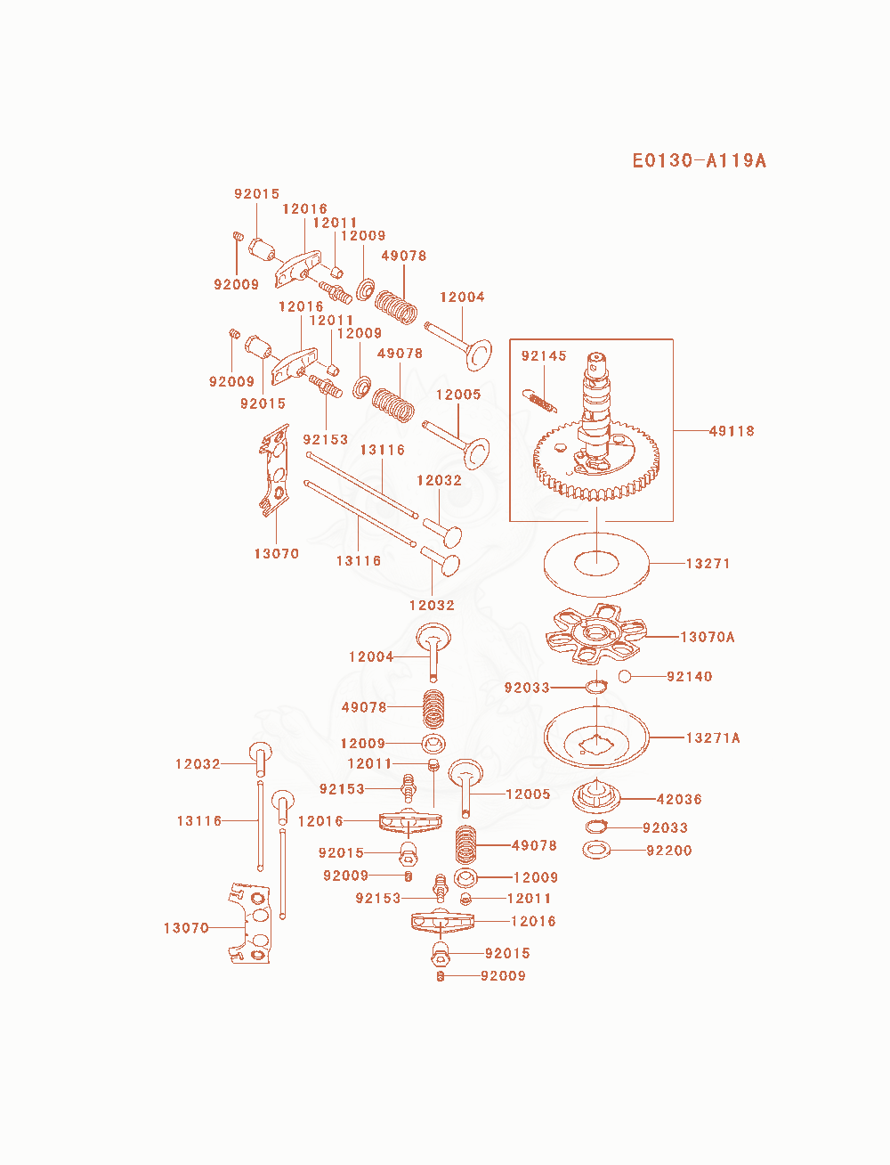 Exploded parts diagram of the Valve / Camshaft of a Kawasaki FH580V-ES30 engine, with numbered balloons
