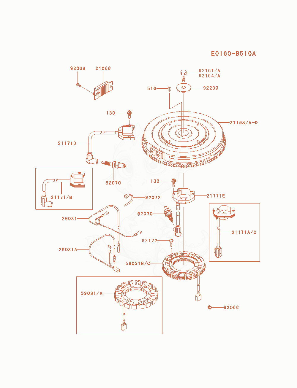 Exploded parts diagram of the Electric-Equipment of a Kawasaki FXT00V-AS04 engine, with numbered balloons