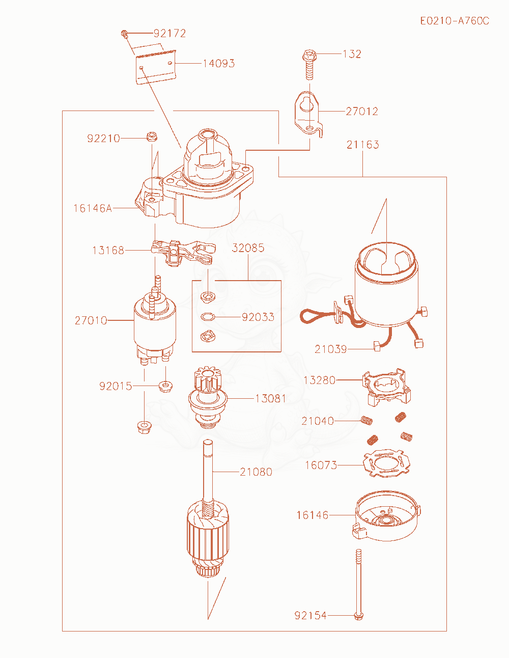 Exploded parts diagram of the Starter of a Kawasaki FX850V-AR06 engine, with numbered balloons