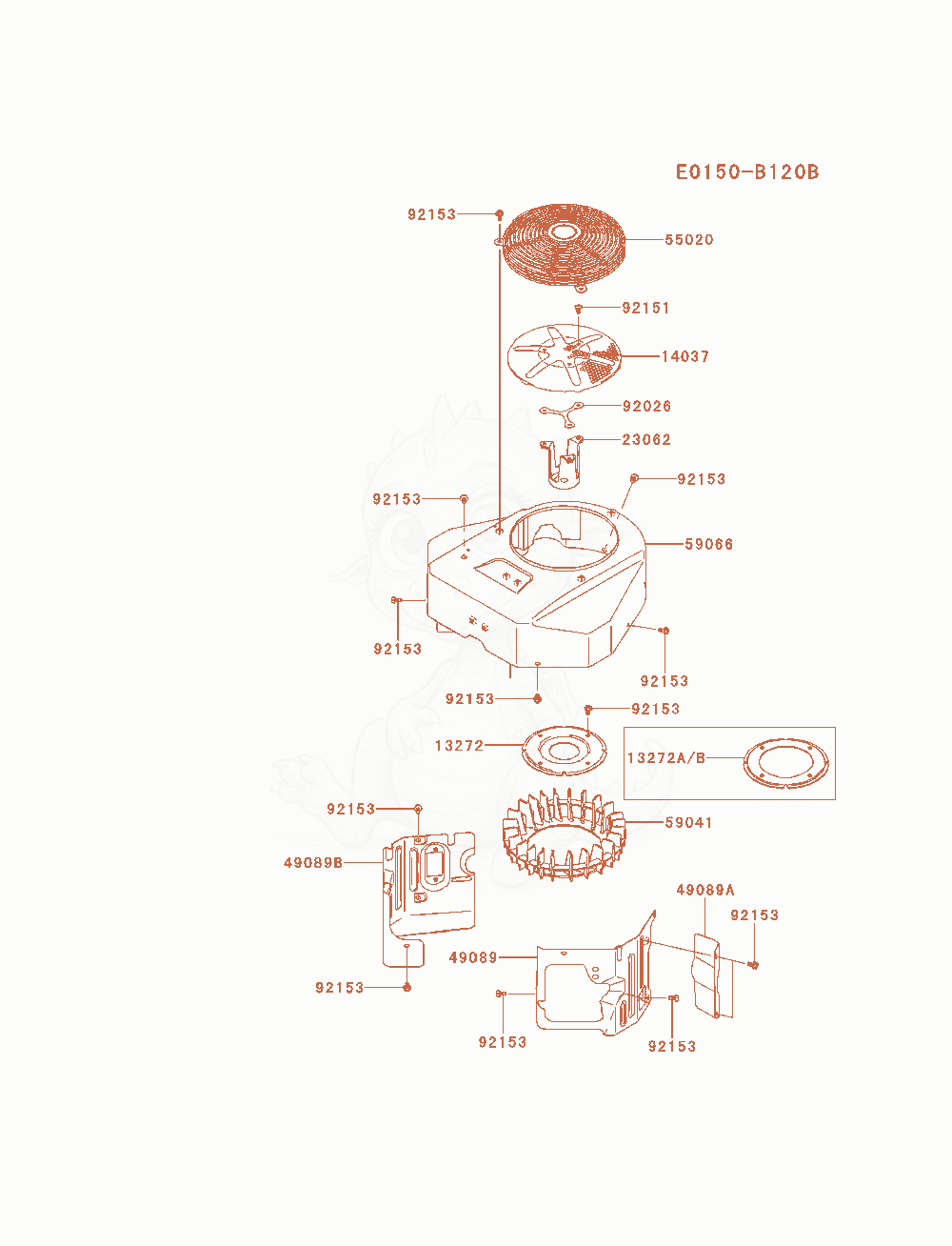 Exploded parts diagram of the Cooling-Equipment of a Kawasaki FX651V-AS08 engine, with numbered balloons