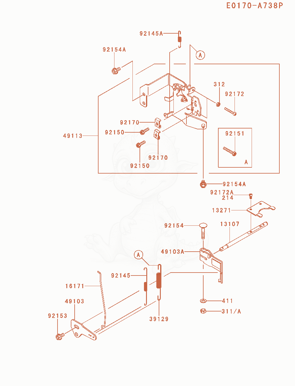 Despiece del Control-Equipment de un motor Kawasaki FR651V-AS08, con globos numerados