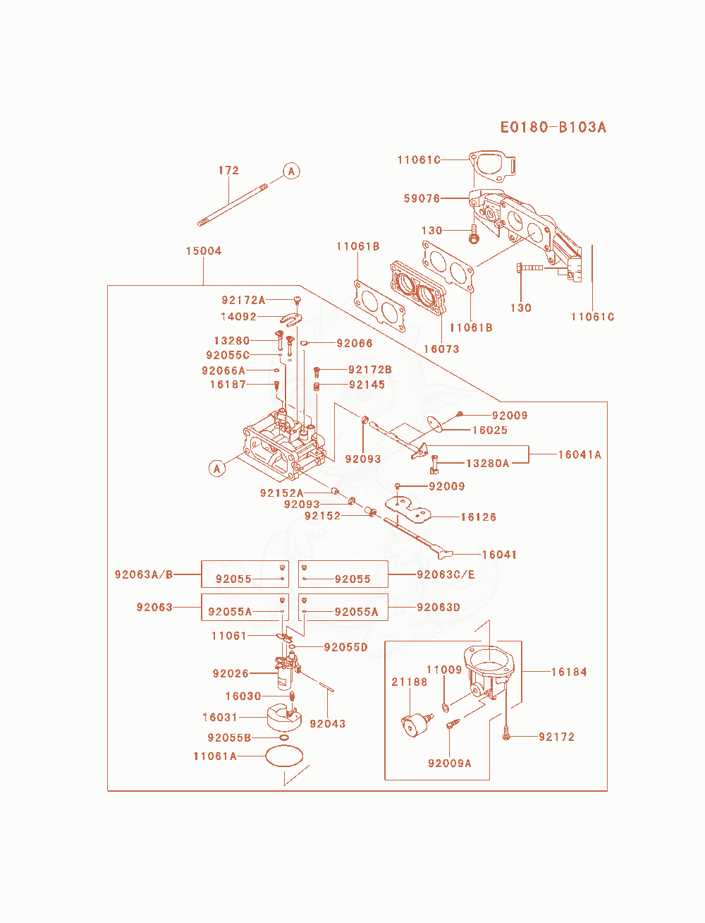 Exploded parts diagram of the Carburetor(2 / 2) of a Kawasaki FX691V-AS19 engine, with numbered balloons