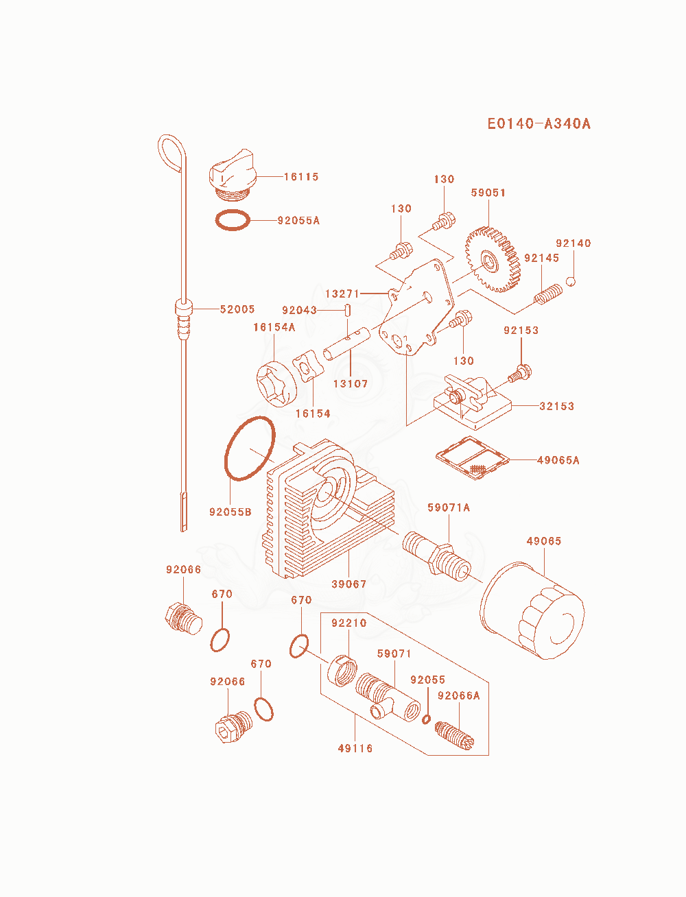 Despiece del Lubrication-Equipment de un motor Kawasaki FH721D-BS09, con globos numerados
