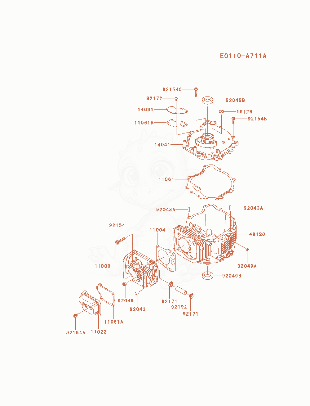 Exploded parts diagram of the Cylinder / Crankcase of a Kawasaki FJ180V-AM01 engine, with numbered balloons