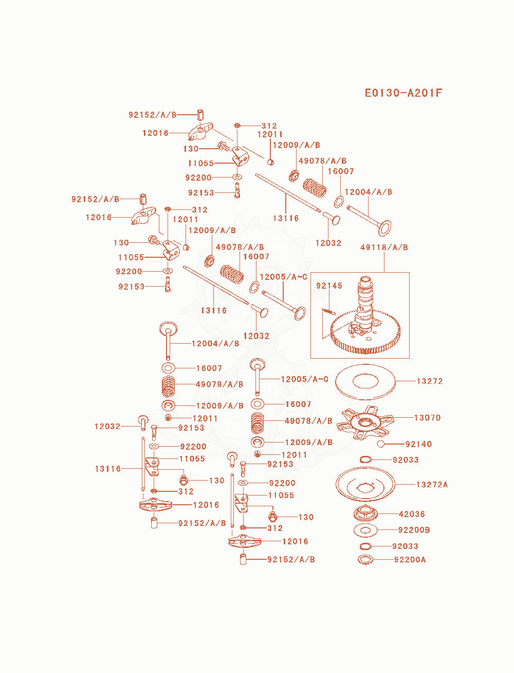 Exploded parts diagram of the Valve / Camshaft of a Kawasaki FX801V-AS00 engine, with numbered balloons