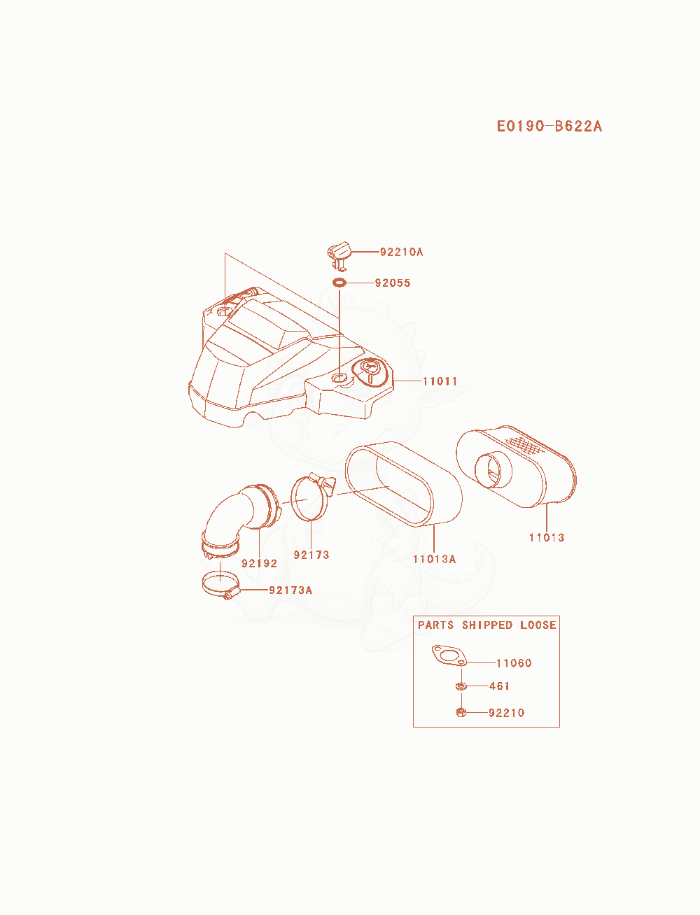 Exploded parts diagram of the Air-Filter / Muffler of a Kawasaki FS730V-BS41 engine, with numbered balloons