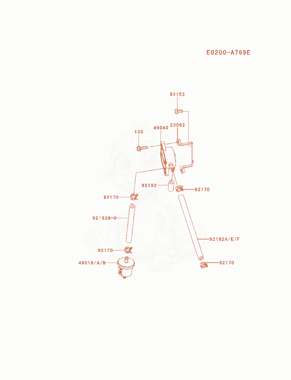 Exploded parts diagram of the Fuel-Tank / Fuel-Valve of a Kawasaki FX801V-BS07 engine, with numbered balloons