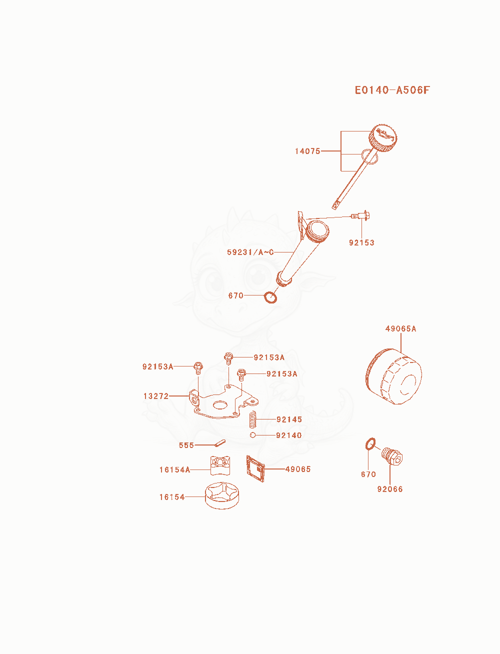 Despiece del Lubrication-Equipment de un motor Kawasaki FS691V-AS08, con globos numerados