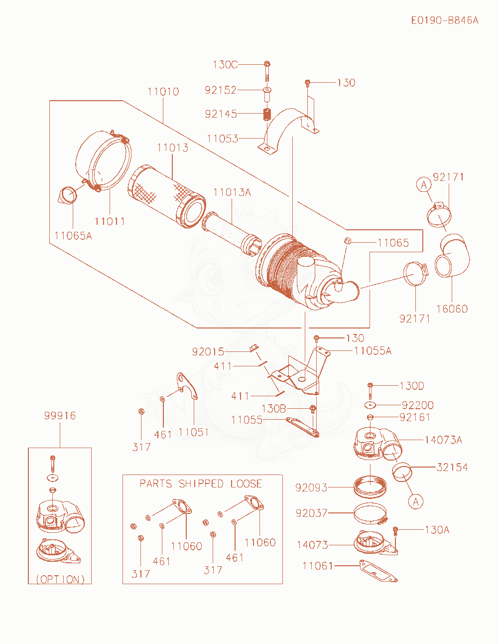 Exploded parts diagram of the Air-Filter / Muffler of a Kawasaki FD851D-PS04 engine, with numbered balloons