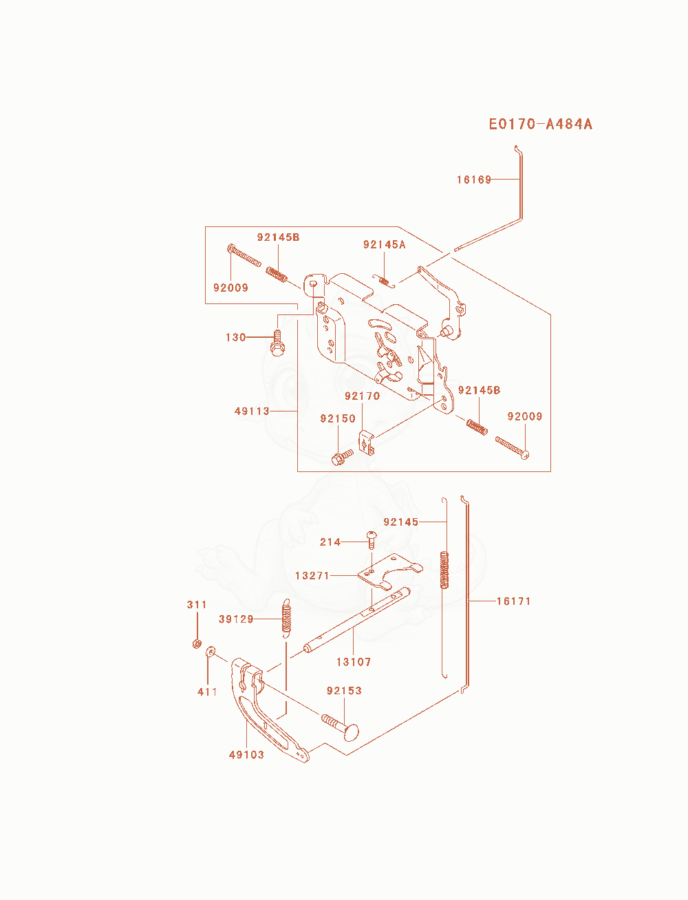 Despiece del Control-Equipment de un motor Kawasaki FH580V-AS22, con globos numerados