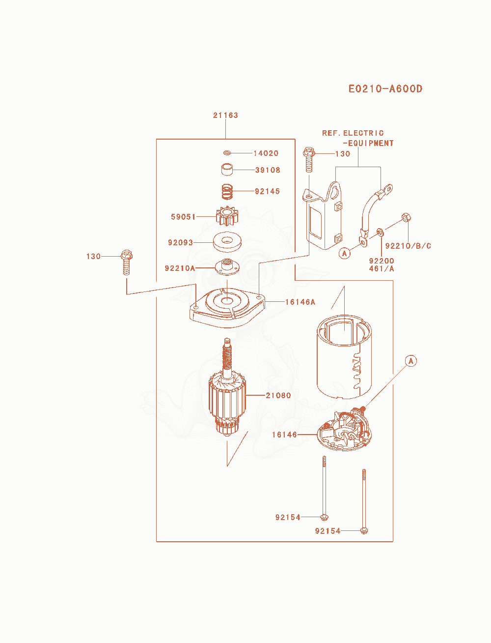 Exploded parts diagram of the Starter of a Kawasaki FS600V-AS04 engine, with numbered balloons