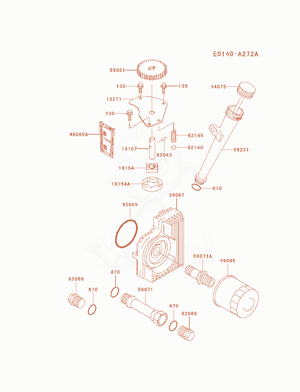 Despiece del Lubrication-Equipment de un motor Kawasaki FH721V-AS20, con globos numerados
