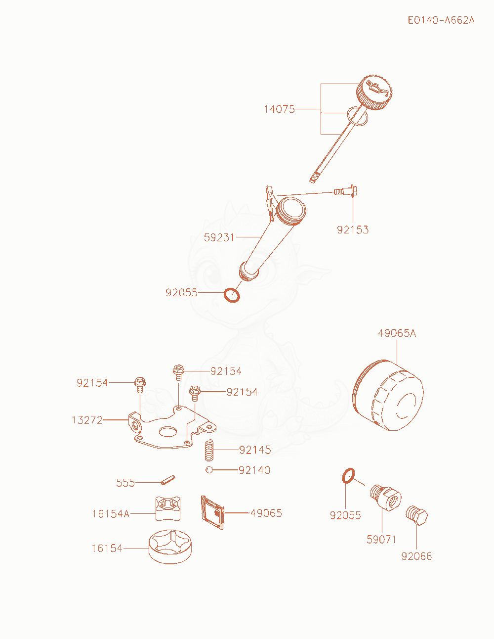 Despiece del Lubrication-Equipment de un motor Kawasaki FT651V-AS04, con globos numerados