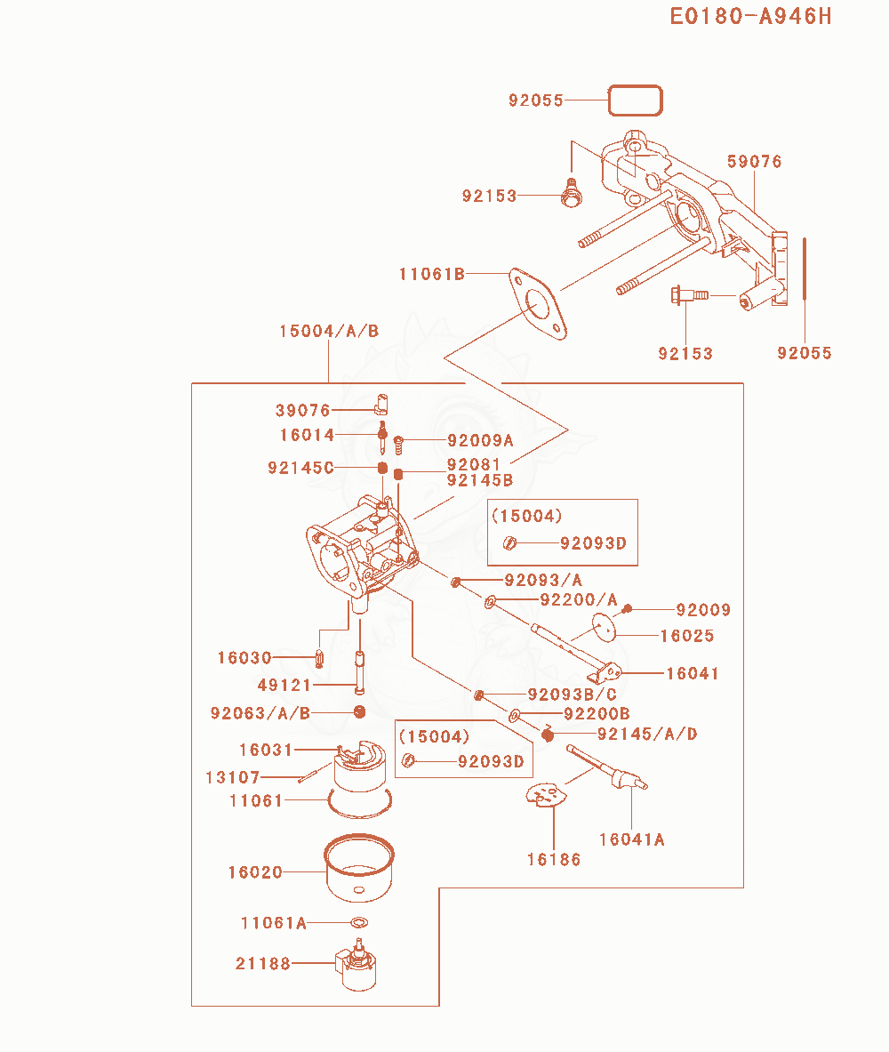 Exploded parts diagram of the Carburetor of a Kawasaki FR541V-CS00 engine, with numbered balloons