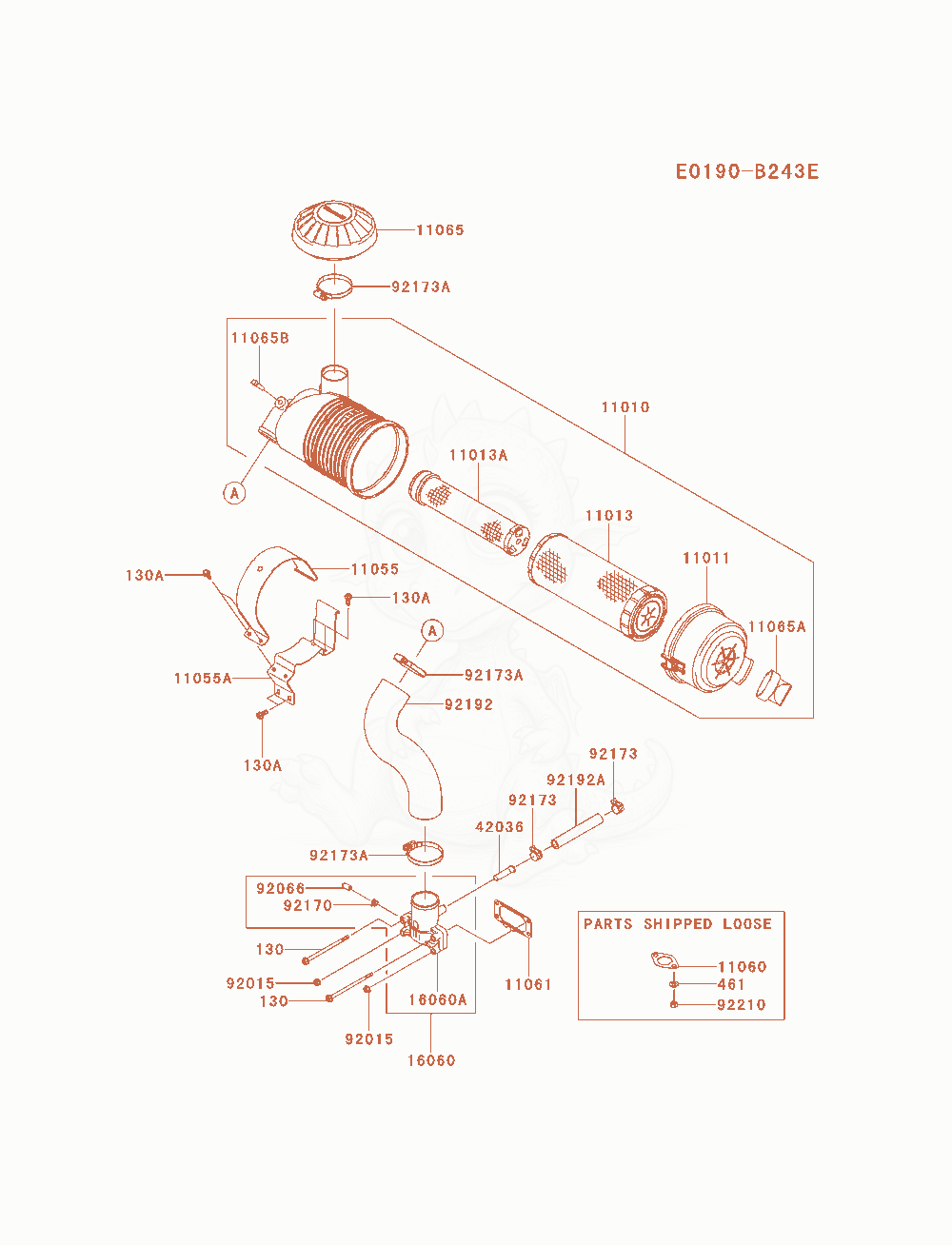 Exploded parts diagram of the Air-Filter / Muffler of a Kawasaki FX691V-AS24 engine, with numbered balloons
