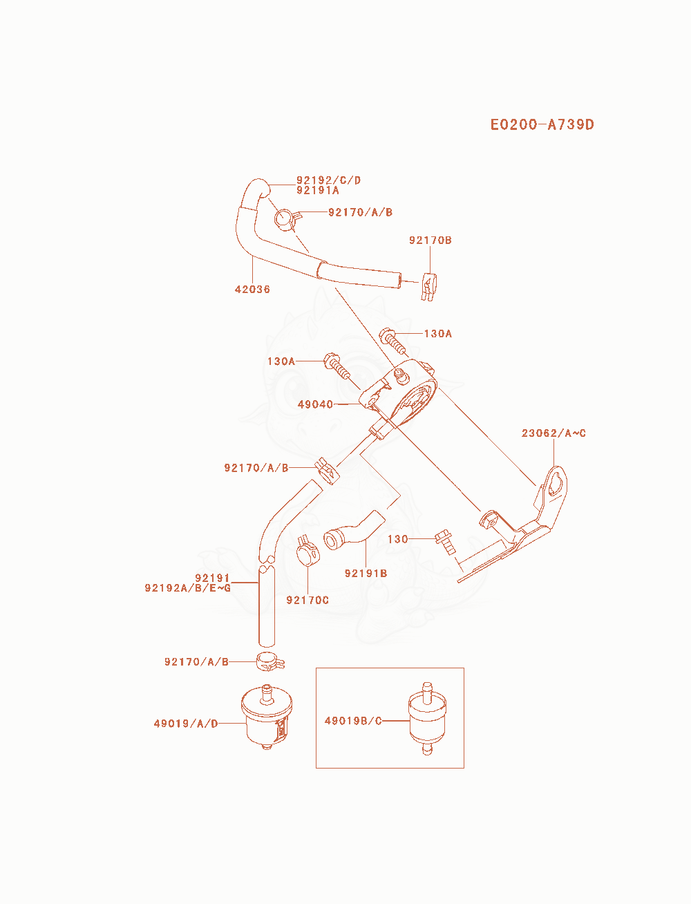Exploded parts diagram of the Fuel-Tank / Fuel-Valve of a Kawasaki FH680D-DS01 engine, with numbered balloons