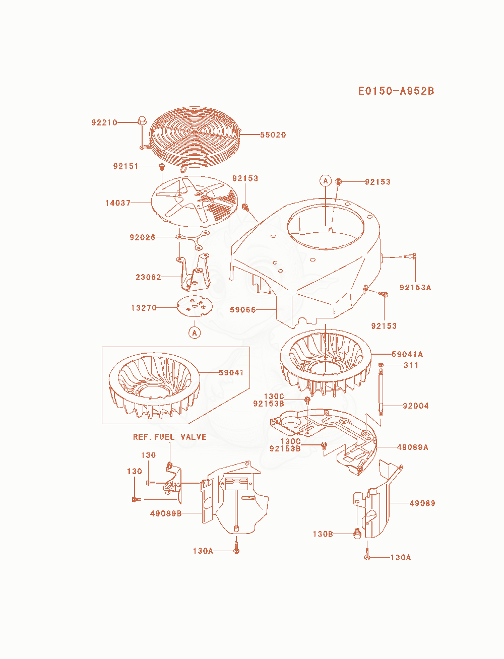 Exploded parts diagram of the Cooling-Equipment of a Kawasaki FH580V-AS16 engine, with numbered balloons