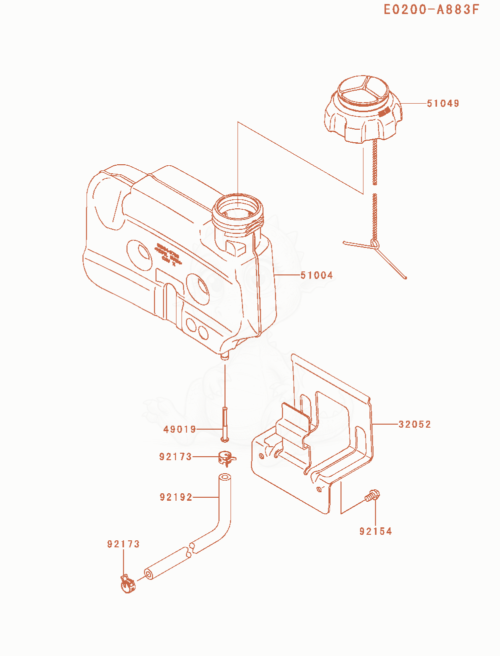 Exploded parts diagram of the Fuel-Tank / Fuel-Valve(Bm00 / Dm00) of a Kawasaki FJ180V-DM00 engine, with numbered balloons