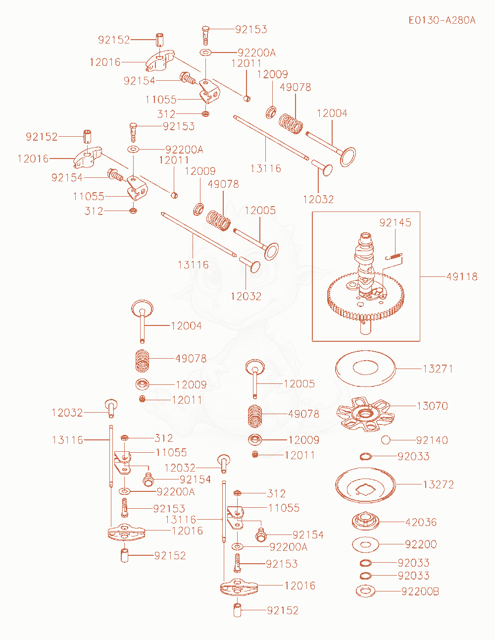 Exploded parts diagram of the Valve / Camshaft of a Kawasaki FR651V-AR13 engine, with numbered balloons