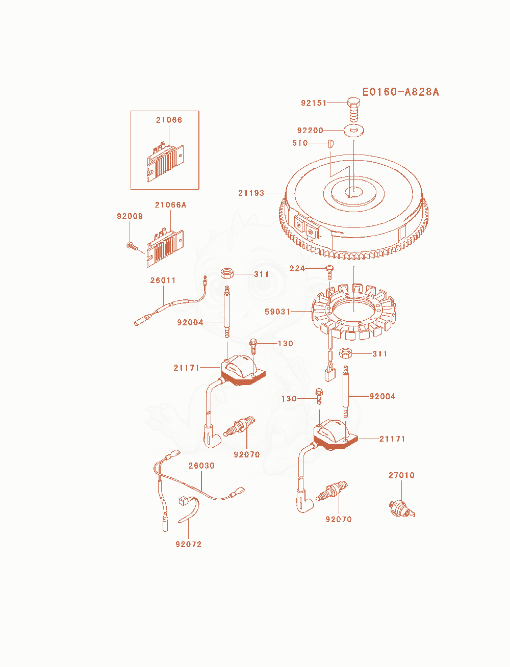 Exploded parts diagram of the Electric-Equipment of a Kawasaki FH680V-AS22 engine, with numbered balloons