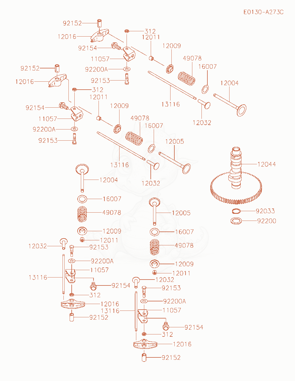 Exploded parts diagram of the Valve / Camshaft of a Kawasaki FX850V-AR38 engine, with numbered balloons