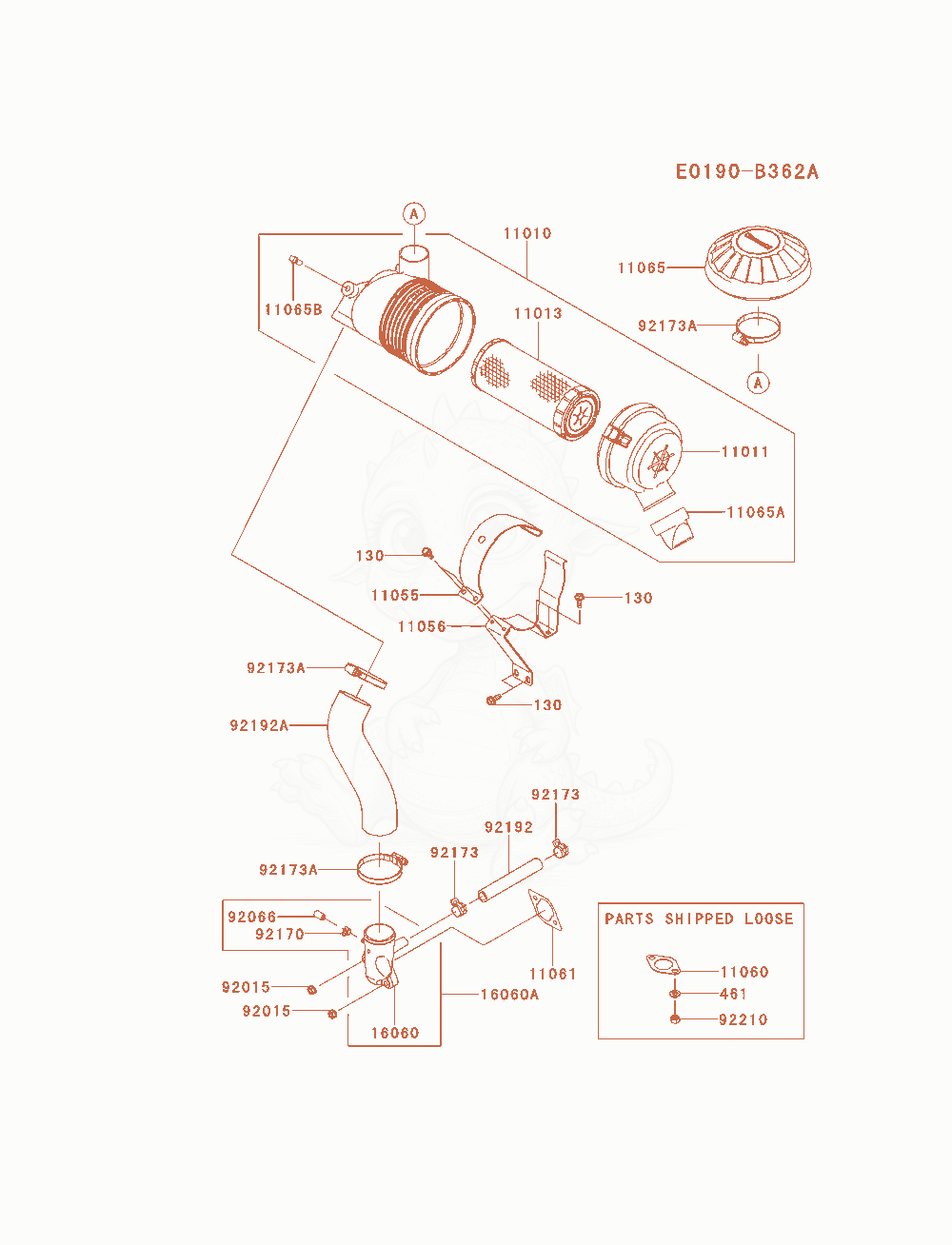 Exploded parts diagram of the Air-Filter / Muffler of a Kawasaki FX541V-ES00 engine, with numbered balloons