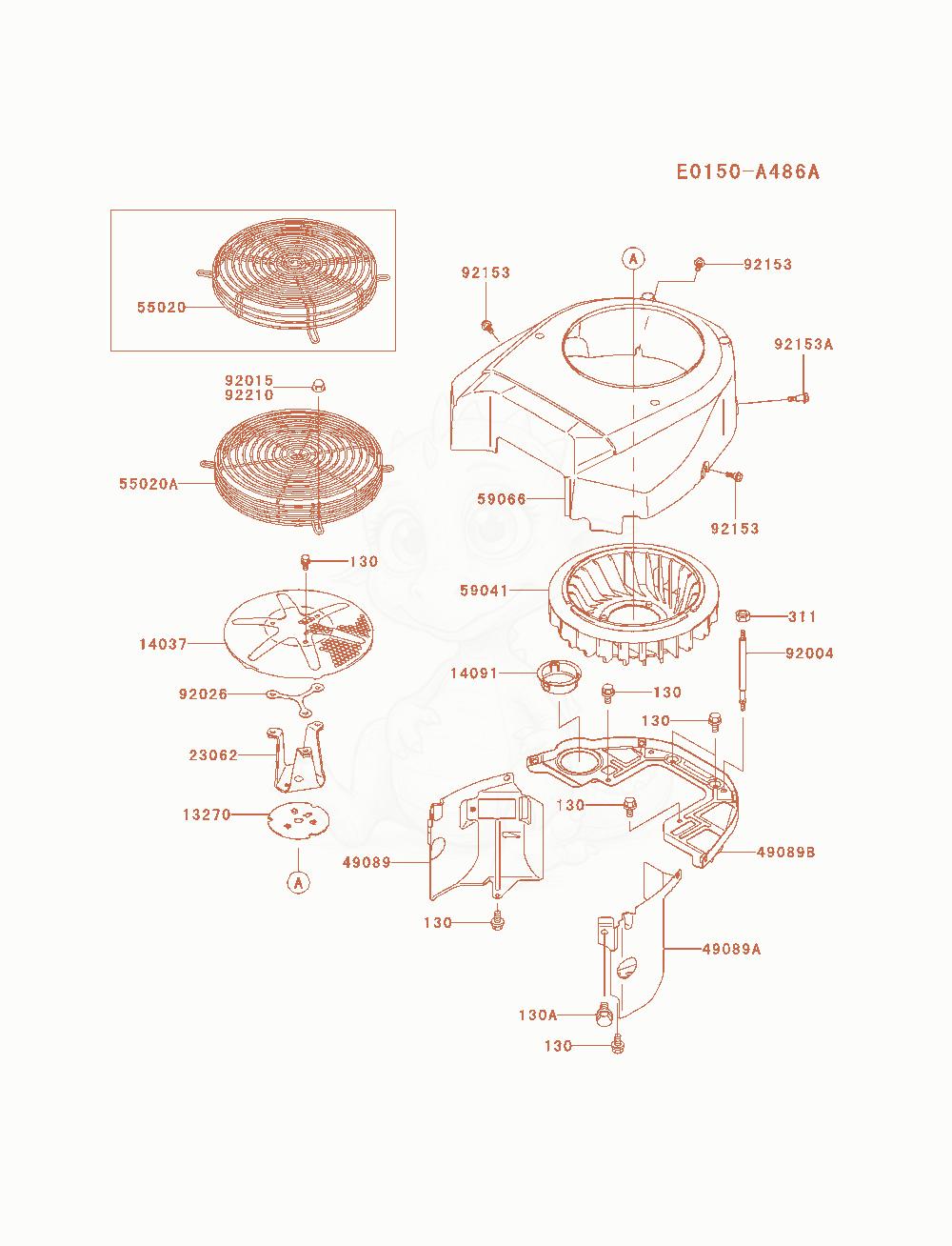 Exploded parts diagram of the Cooling-Equipment of a Kawasaki FH680V-AS22 engine, with numbered balloons