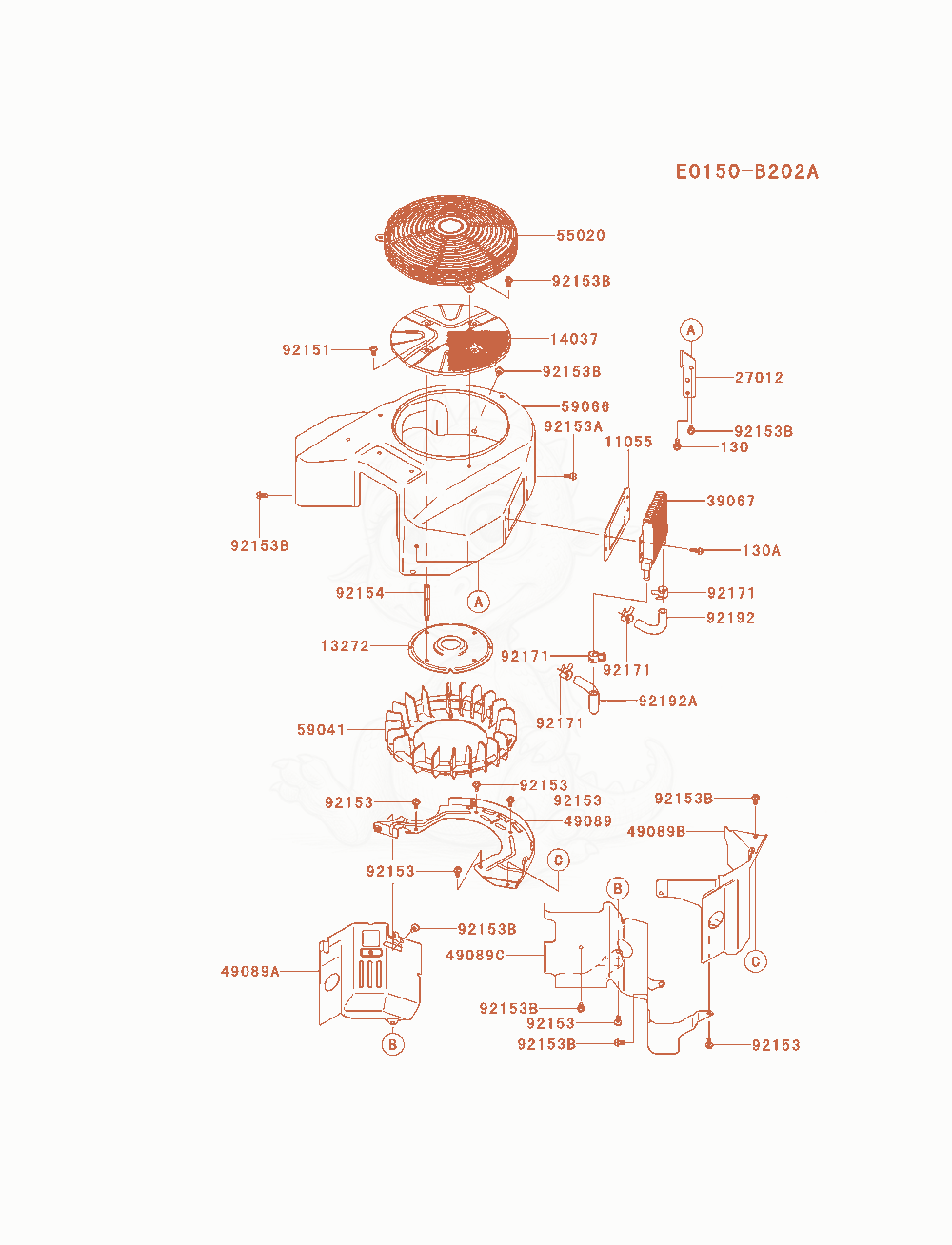 Exploded parts diagram of the Cooling-Equipment of a Kawasaki FX850V-AS02 engine, with numbered balloons