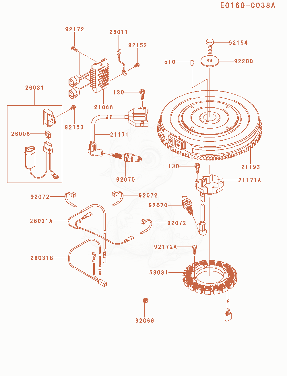 Exploded parts diagram of the Electric-Equipment of a Kawasaki FXT00V-AS26 engine, with numbered balloons